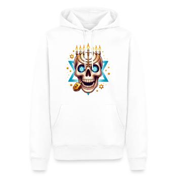 Festival of Lights Skull Tee Hanukkah Menorah - Men’s Premium Organic Hoodie - white - Front - Nico (187cm)