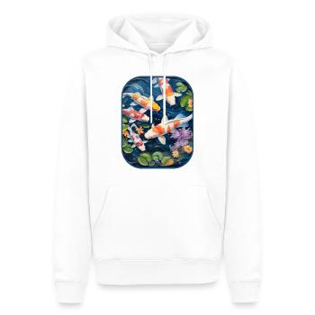 Koi-Teich-Abenteuer mit Hamster-T-Shirt - Männer Premium Bio Hoodie - Weiß - Vorne - Nico (187cm)