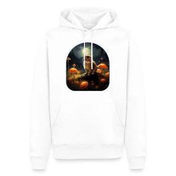 Chat de champignons au clair de lune baigné dans la lueur lunaire dans un - Sweat à capuche Premium bio Homme - blanc - Devant - Nico (187cm)