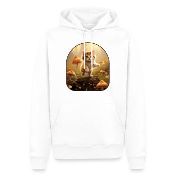 Chaton chasseur de papillons gambadant dans un champignon - Sweat à capuche Premium bio Homme - blanc - Devant - Nico (187cm)