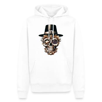 Fête des remerciements Skull Tee Célébration du pèlerin - Sweat à capuche Premium bio Homme - blanc - Devant - Nico (187cm)