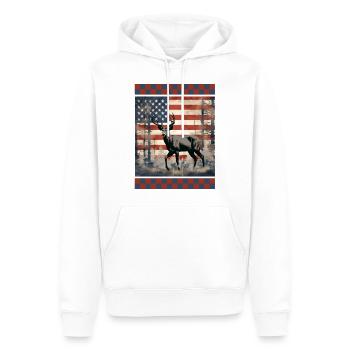 Double motif drapeau américain traditionnel Woodland - Sweat à capuche Premium bio Homme - blanc - Devant - Nico (187cm)