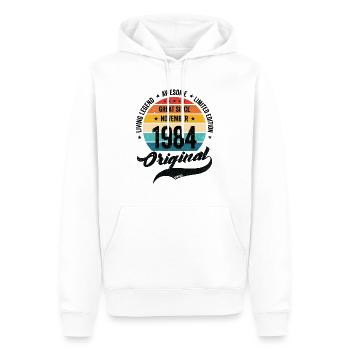 Rétro 40 ans Novembre 1984 Anniversaire Vintage - Sweat à capuche Premium bio Homme - blanc - Devant - Nico (187cm)