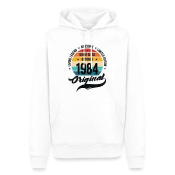 Rétro 40 ans octobre 1984 anniversaire vintage - Sweat à capuche Premium bio Homme - blanc - Devant - Nico (187cm)