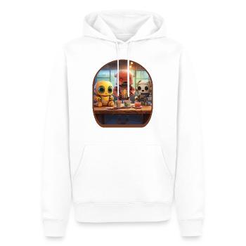 Mecha Robots Anime Mignon Boba Thé Jeux - Sweat à capuche Premium bio Homme - blanc - Devant - Nico (187cm)