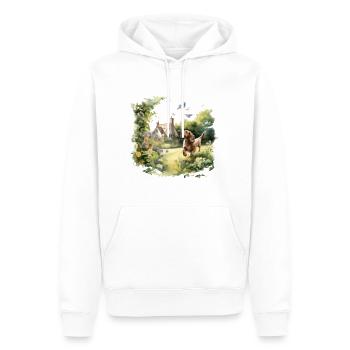 Teckel Chien Cottagecore Meadow Frolic Hommes Femmes - Sweat à capuche Premium bio Homme - blanc - Devant - Nico (187cm)