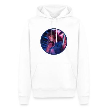 Jukebox Anime Girl Vaporwave Neon Glow Rétro - Sweat à capuche Premium bio Homme - blanc - Devant - Nico (187cm)