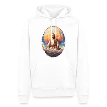 Jesus kuschelt Heißluftballon T-Shirt, - Männer Premium Bio Hoodie - Weiß - Vorne - Nico (187cm)