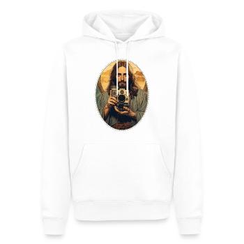 Jesus kuschelt Vintage Kamera T-Shirt, christlich - Männer Premium Bio Hoodie - Weiß - Vorne - Nico (187cm)