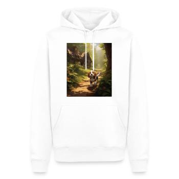 Beagle Hund Wald Cottagecore Discovery Herren Damen - Männer Premium Bio Hoodie - Weiß - Vorne - Nico (187cm)
