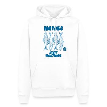 Matjes statt Meetings - Männer Premium Bio Hoodie - Weiß - Vorne - Nico (187cm)