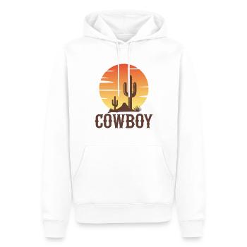 Cow-boy - Sweat à capuche Premium bio Homme - blanc - Devant - Nico (187cm)