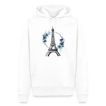 Paris Tour Eiffel France Floral Line Art - Sweat à capuche Premium bio Homme - blanc - Devant - Nico (187cm)