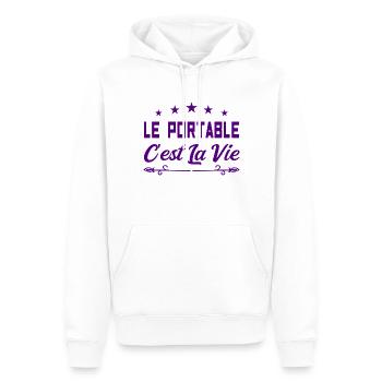 Le portable c est la vie - Sweat à capuche Premium bio Homme - blanc - Devant - Nico (187cm)
