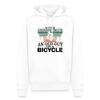 Unterschätze niemals einen alten Mann auf einem Fahrrad Männer - Männer Premium Bio Hoodie - Weiß - Vorne - Nico (187cm)