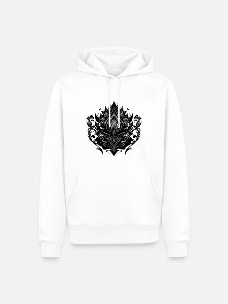 Vintage Lotus Blomst Vandlilje Tatovering Hobby - Herre Premium økologisk hoodie - hvid
