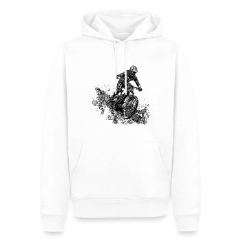 Cyclistes VTT Boue de pluie Descente - Sweat à capuche Premium bio Homme - blanc - Devant - Nico (187cm)