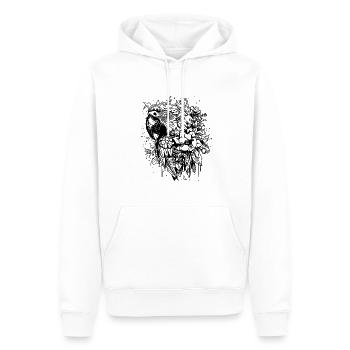 Blumen Papagei Vintage Vogel Portrait Zeichnung - Männer Premium Bio Hoodie - Weiß - Vorne - Nico (187cm)