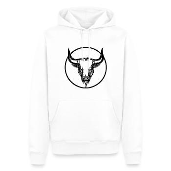 Cattle Grill Logo Head Tattoo Style in Circle - Men’s Premium Organic Hoodie - white - Front - Nico (187cm)