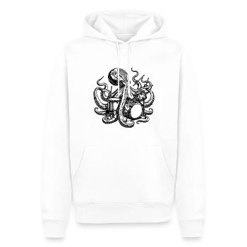Oktopus spielt Schlagzeug - Männer Premium Bio Hoodie - Weiß - Vorne - Nico (187cm)