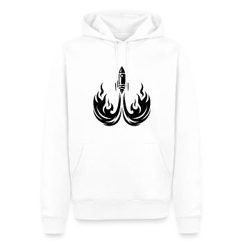 Launching spaceship in fire flames - Men’s Premium Organic Hoodie - white - Front - Nico (187cm)