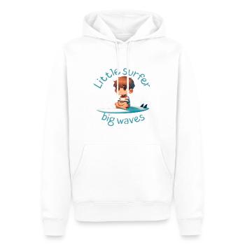 Petit surfeur, grosses vagues - Sweat à capuche Premium bio Homme - blanc - Devant - Nico (187cm)