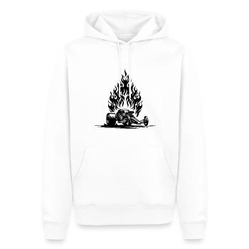 Cooles Dragster Auto mit flammendem Motor - Männer Premium Bio Hoodie - Weiß - Vorne - Nico (187cm)