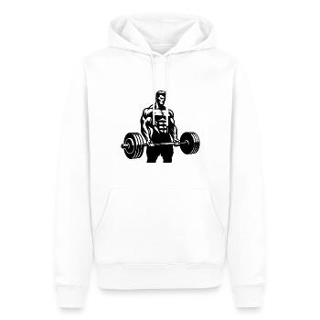 Ehrgeiziger ambitionierter Sportler mit Langhantel - Männer Premium Bio Hoodie - Weiß - Vorne - Nico (187cm)
