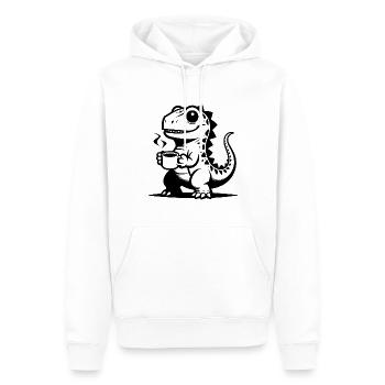 Lustiges mit Dinos, Dino Baby mit Kaffeetasse - Männer Premium Bio Hoodie - Weiß - Vorne - Nico (187cm)