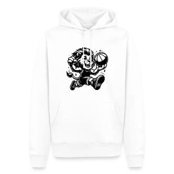 Strahlender Löwe stürmisch mit Basketball - Männer Premium Bio Hoodie - Weiß - Vorne - Nico (187cm)