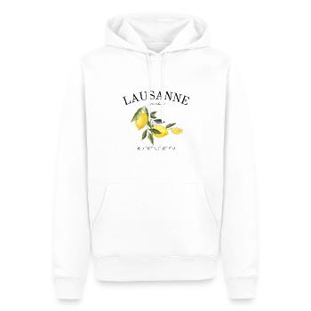 Lausanne - Schweiz - Genfersee - Kanton Waadt - Männer Premium Bio Hoodie - Weiß - Vorne - Nico (187cm)