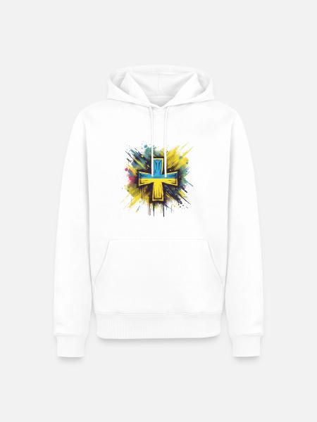 Ukraine Army Cross - Kreuz - Men’s Premium Organic Hoodie - white