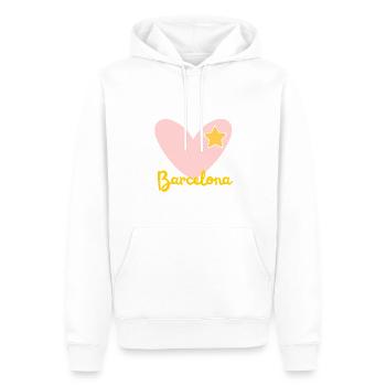 Barcelone - Voyages - Souvenirs - Espagne - Vacances - Sweat à capuche Premium bio Homme - blanc - Devant - Nico (187cm)