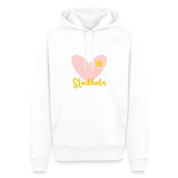 Stockholm - Suède - Vacances - Voyage - Sweat à capuche Premium bio Homme - blanc - Devant - Nico (187cm)