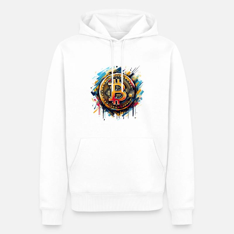 Bitcoin - Crypto Monnaie - Crypto - Sweat à capuche Premium bio Homme - blanc
