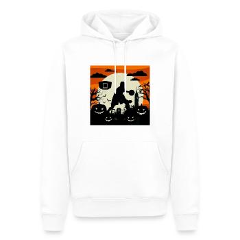 Édition des fêtes – Spooky Halloween Basketball - Sweat à capuche Premium bio Homme - blanc - Devant - Nico (187cm)