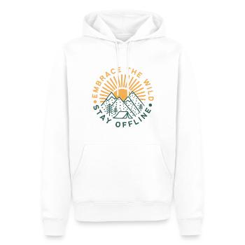 Embrace The Wild Stay Offline - Men’s Premium Organic Hoodie - white - Front - Nico (187cm)
