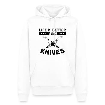 Leben ist besser mit Messer Messersammler - Männer Premium Bio Hoodie - Weiß - Vorne - Nico (187cm)
