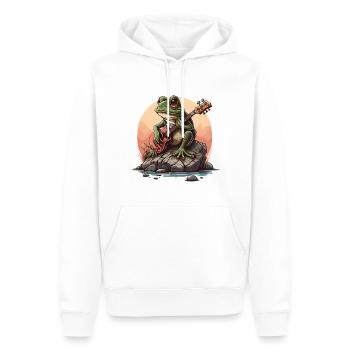 Frosch spielt Gitarre Frösche Kröte Amphibie - Männer Premium Bio Hoodie - Weiß - Vorne - Nico (187cm)