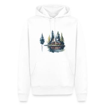 Hütte am See Aquarell - Männer Premium Bio Hoodie - Weiß - Vorne - Nico (187cm)