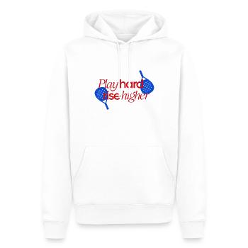 padel tennis play hard slogan logo - Sweat à capuche Premium bio Homme - blanc - Devant - Nico (187cm)