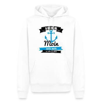 Moin Bei Uns Heißt Das Moin. Moin Moin Gesabbel - Männer Premium Bio Hoodie - Weiß - Vorne - Nico (187cm)