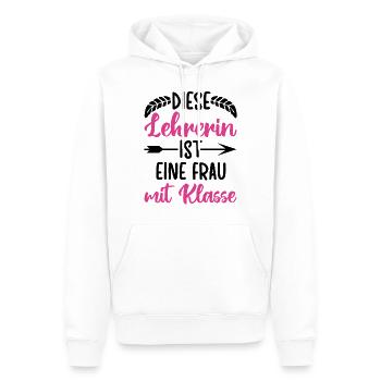 Diese Lehrerin ist eine Frau mit Klasse - Männer Premium Bio Hoodie - Weiß - Vorne - Nico (187cm)