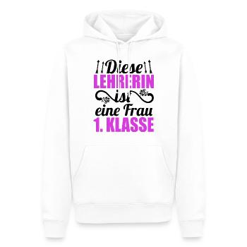 Diese Lehrerin ist eine Frau 1. Klasse - Männer Premium Bio Hoodie - Weiß - Vorne - Nico (187cm)
