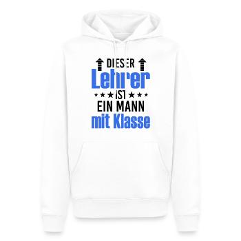 Dieser Lehrer ist ein Mann mit Klasse - Männer Premium Bio Hoodie - Weiß - Vorne - Nico (187cm)
