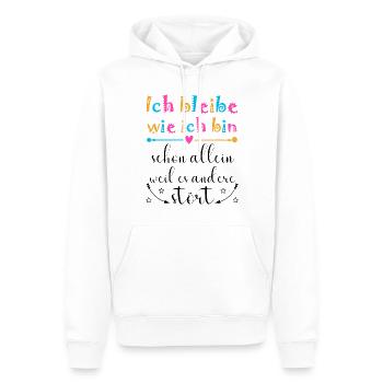 Ich bleibe wie ich bin, weil es andere stört bunt - Männer Premium Bio Hoodie - Weiß - Vorne - Nico (187cm)