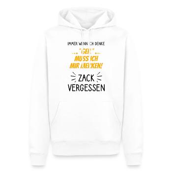 Geil muss ich mir merken - Zack vergessen - Männer Premium Bio Hoodie - Weiß - Vorne - Nico (187cm)
