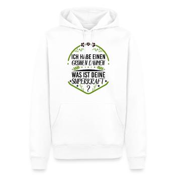Ich habe grüne Daumen was ist deine Superkraft - Männer Premium Bio Hoodie - Weiß - Vorne - Nico (187cm)