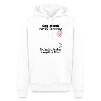 18. Geburtstag Junge Mädchen Gästebuch - Männer Premium Bio Hoodie - Weiß - Vorne - Nico (187cm)
