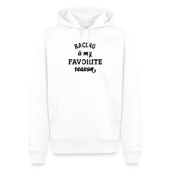 La course est ma saison préférée - Sweat à capuche Premium bio Homme - blanc - Devant - Nico (187cm)